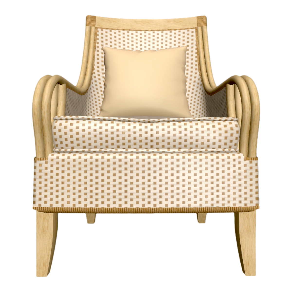 Chinese-style Oak Solid Wood Two-color Rattan Backrest Armrest Sofa Chair