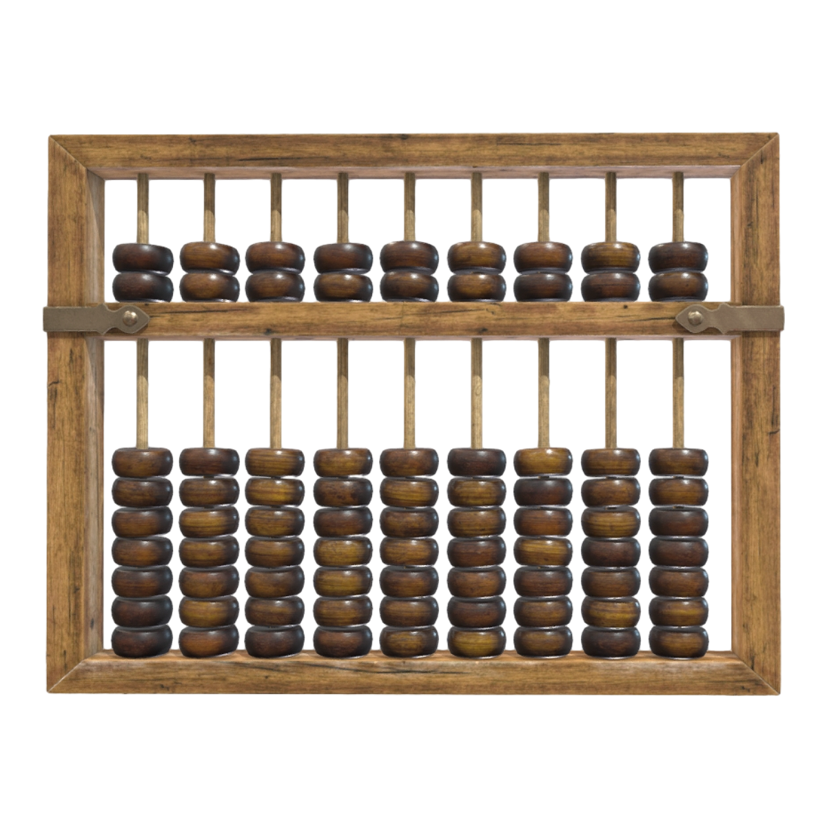 Chinese Classical Metal Walnut Solid Wood Abacus
