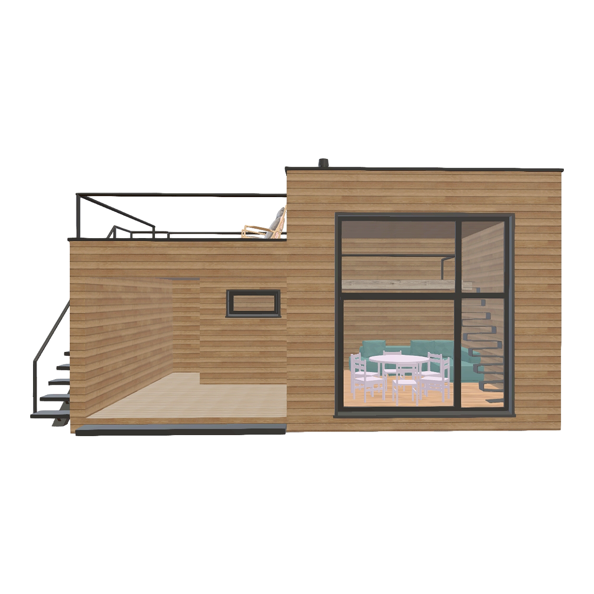 Nordic Cozy Double-Decker Summer Villa with One Room, One Hall, One Bathroom and One Balcony