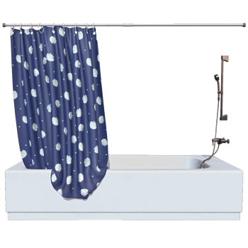 Home Bathroom dark blue Shell Pattern Waterproof Fabric Shower Curtain White Ceramic Shower Bathtub