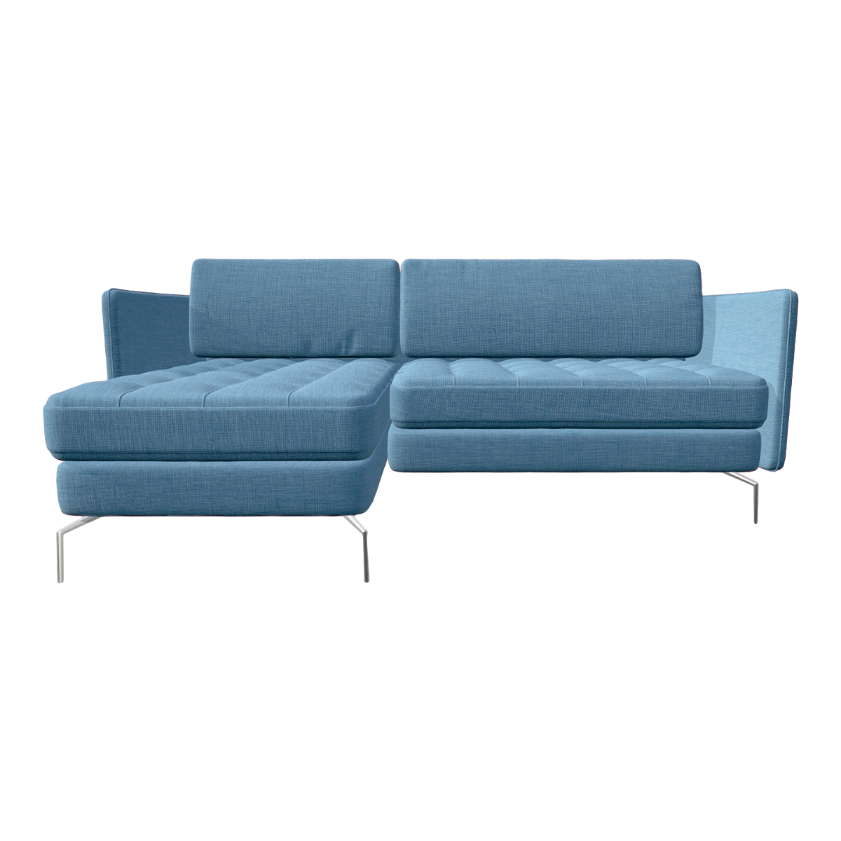 Nordic Home Metallic Blue Fabric Small L-shaped Backrest Armrest Sofa