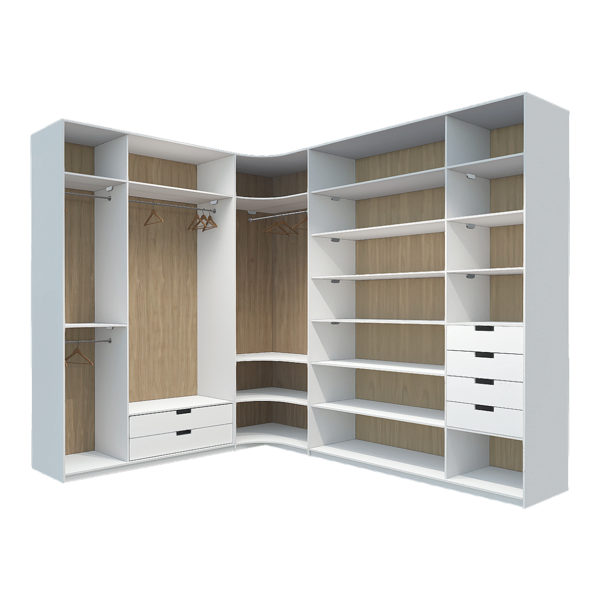 Home Bedroom Oak Solid Wood White Paint Drawer Cabinet Storage Rack Hanger Multifunctional Wardrobe Storage Cabinet