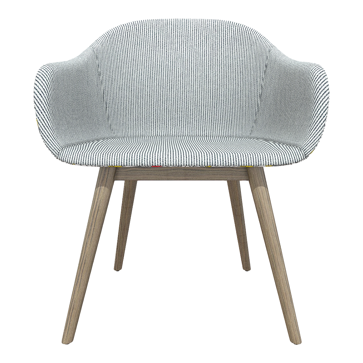 Home Walnut Solid Wood Grey Fabric Ginkgo Leaf Stripe High Backrest Armrest Sofa Chair