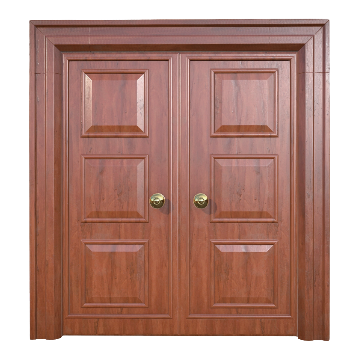 Modern Metal Walnut Solid Wood Key Swivel Handle Double Open Door