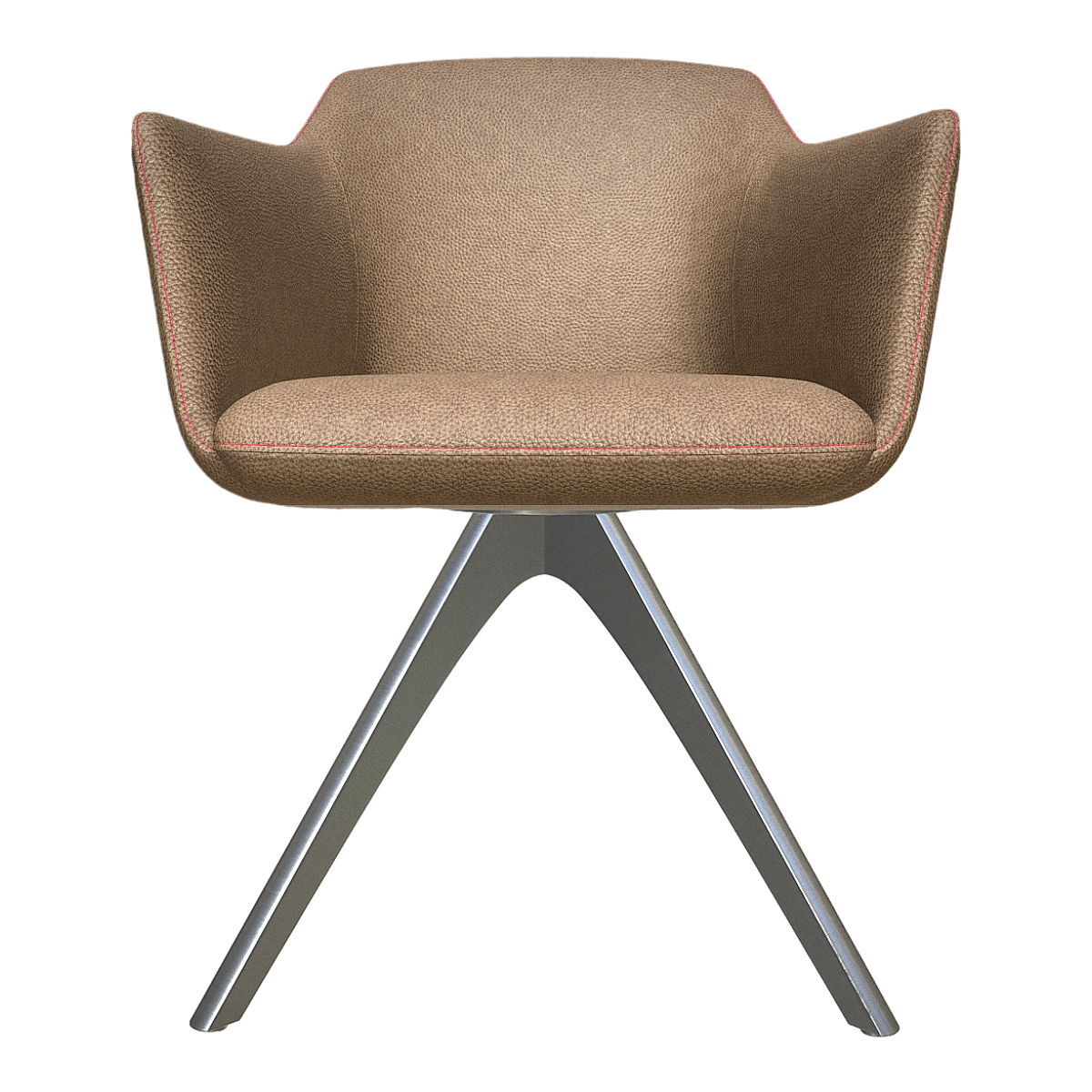 Home Living Room Bedroom Silver White Stainless Steel Metal Leather Backrest Armrest Sofa Chair High Chair-Brown