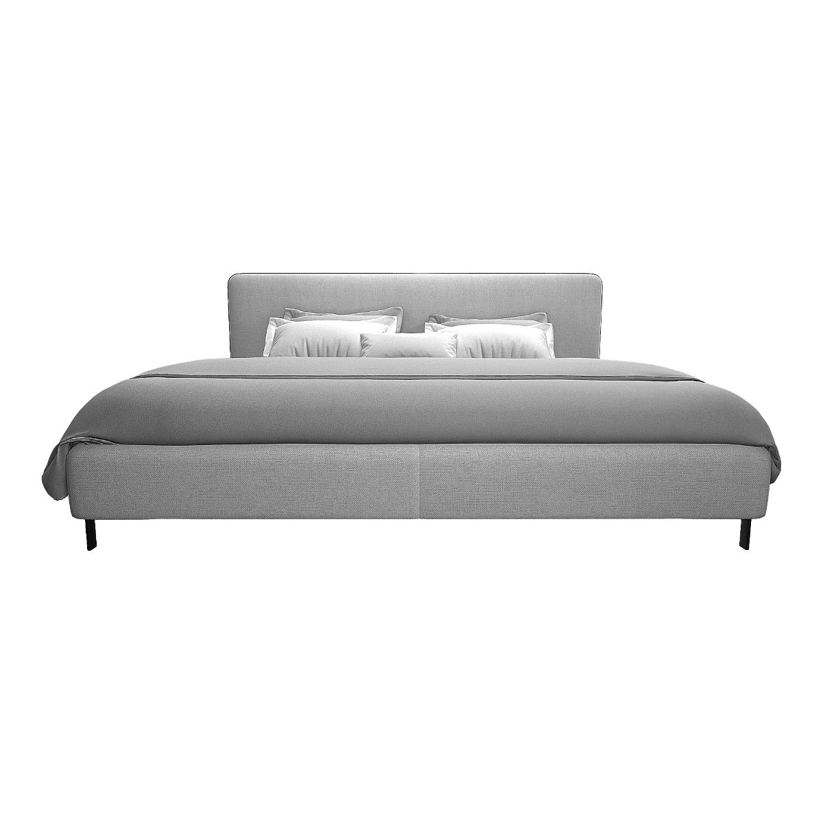 European-style simple home bedroom metal frame gray fabric elastic double back bed