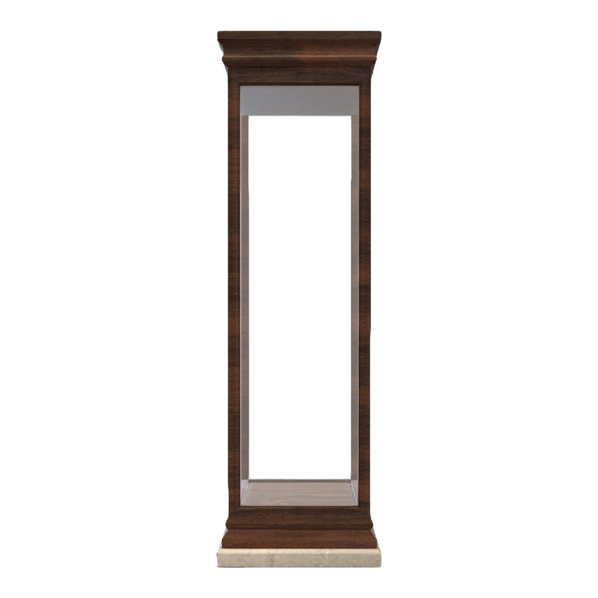Museum Home Black Walnut Solid Wood Frame Gray Marble Base Square Glass Exhibition Cabinet-Small