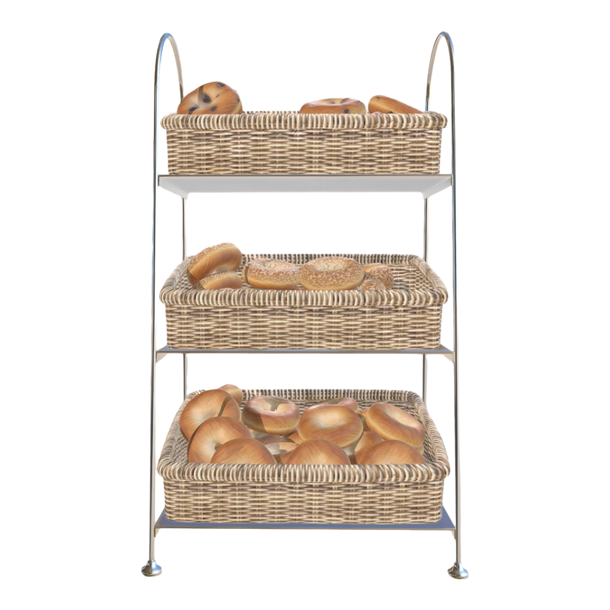 Bakery Household Metal Rack Rattan Storage Basket Three-layer Bread Rack