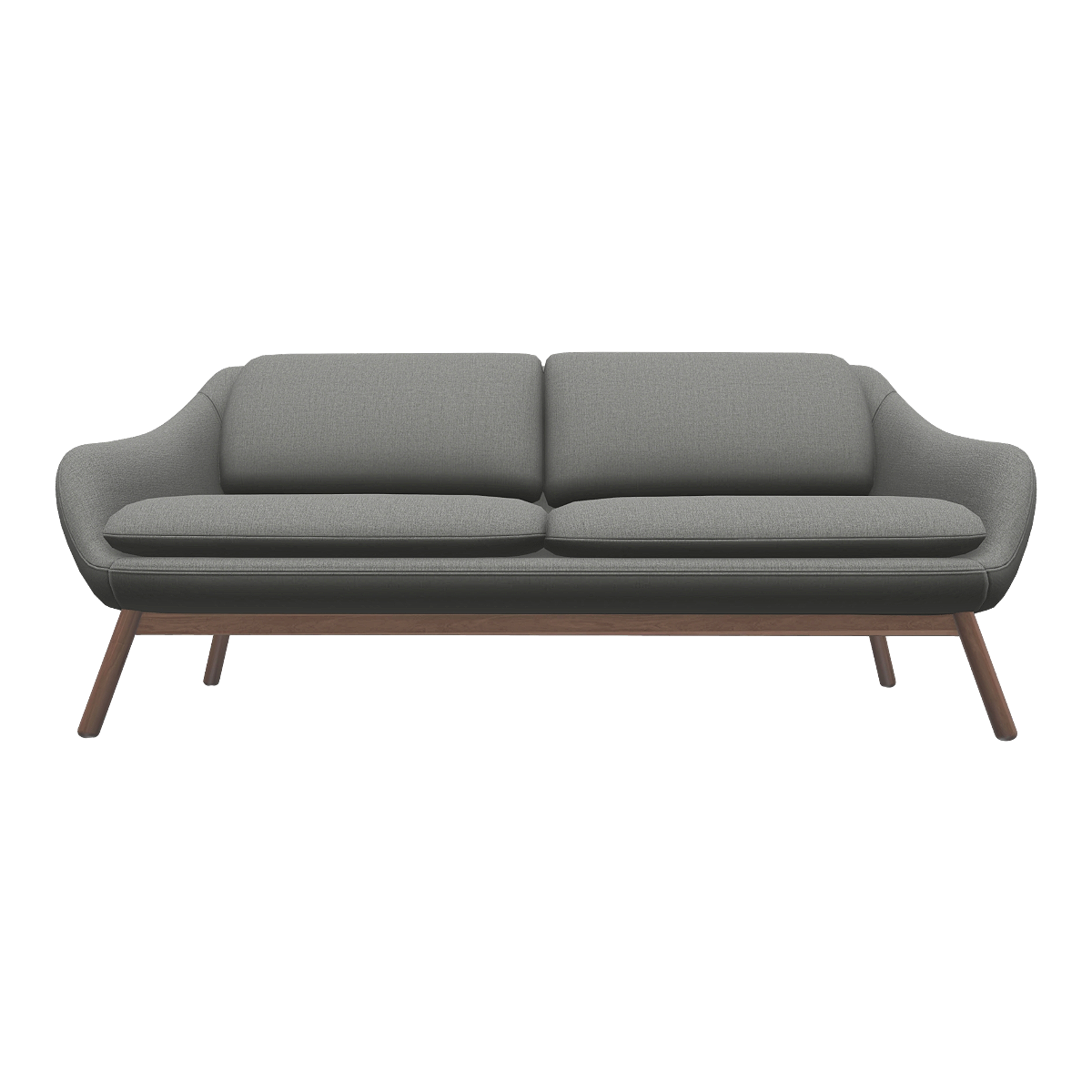 Nordic Entry Luxury Black Walnut Solid Wood Base Grey Fabric Backrest Armrest Cushion Sofa Chair-Double Sofa