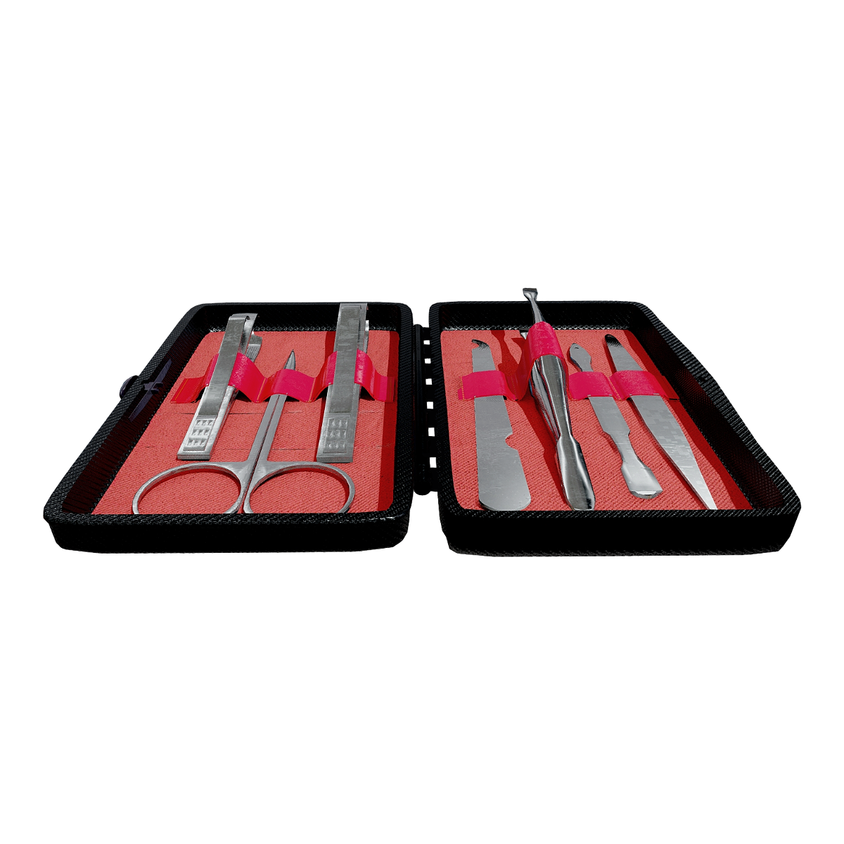 Red fabric pad stainless steel nail suit seven-in-one nail bag