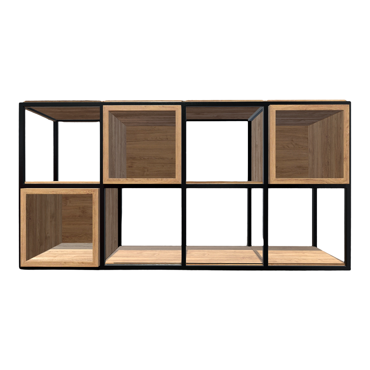 American Industrial Style Metal Rack Oak Solid Wood Storage Rack Display Rack Bookshelf-Medium Size