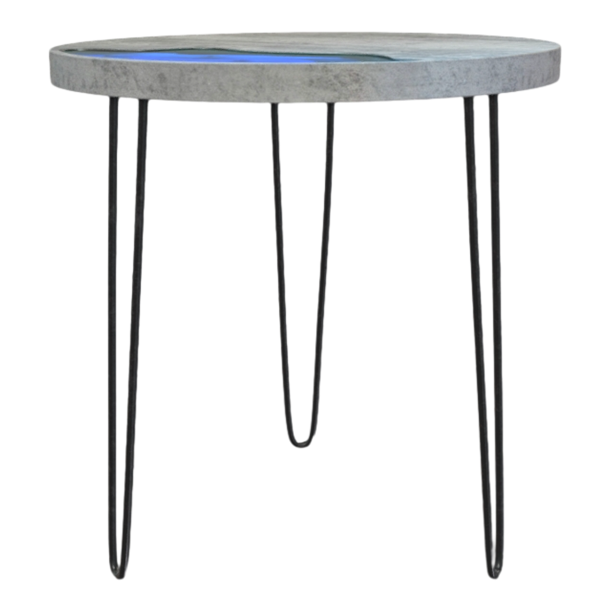 Nordic Creative Metal Base Graphite Grey Stone Table Blue Branch River Three-legged Round Table