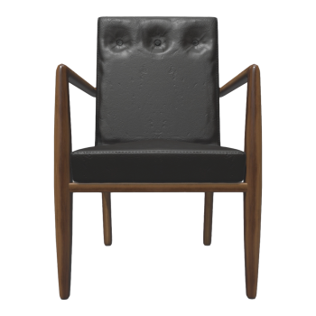 Modern Simple Black Walnut Solid Wood Black Leather Backrest Armrest Cushion Single Chair