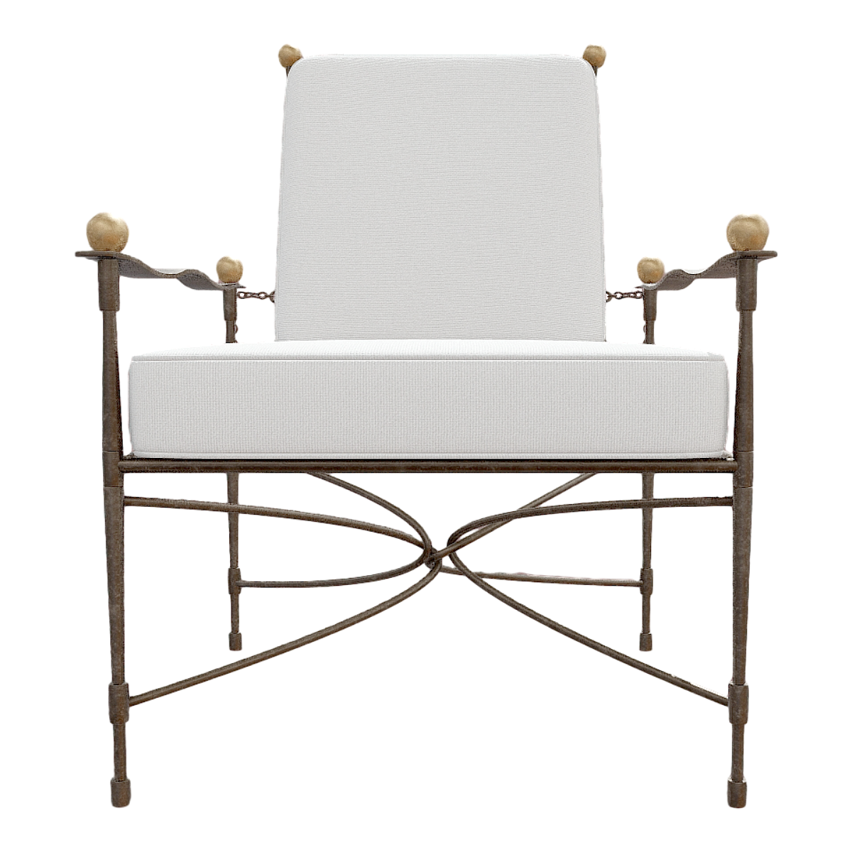 Nordic Creative Rust Iron Metal Chain Chair White Fabric Backrest Cushion Armchair-Chair