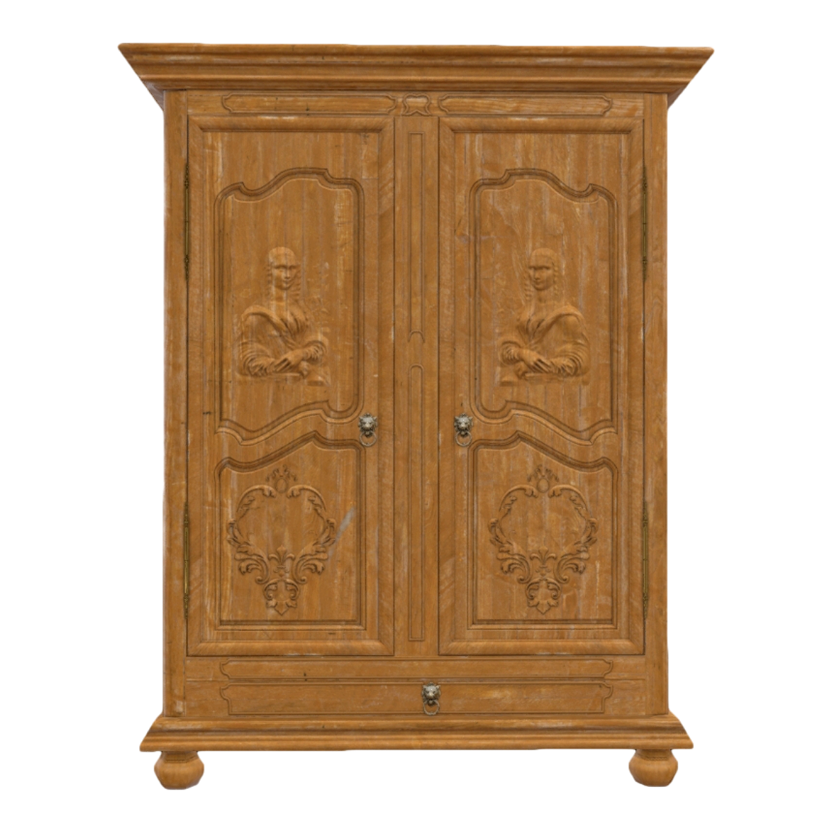 American Style Bedroom Metal Grip Walnut Solid Wood Carved Wardrobe Drawer Cabinet Storage Cabinet