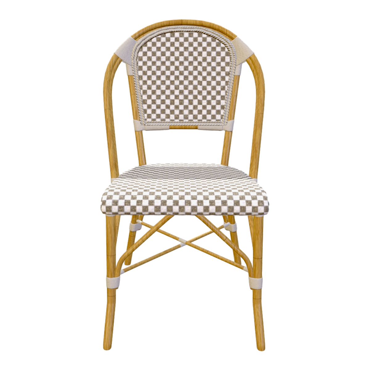 American Style Casual Oak Solid Wood Black and White Checkerboard Fabric Backrest Cushion Single Chair