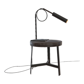 Household Living Room Bedroom Ebony Solid Wood Triangle Table Black Memory Metal Bedside Lamp Table Lamp