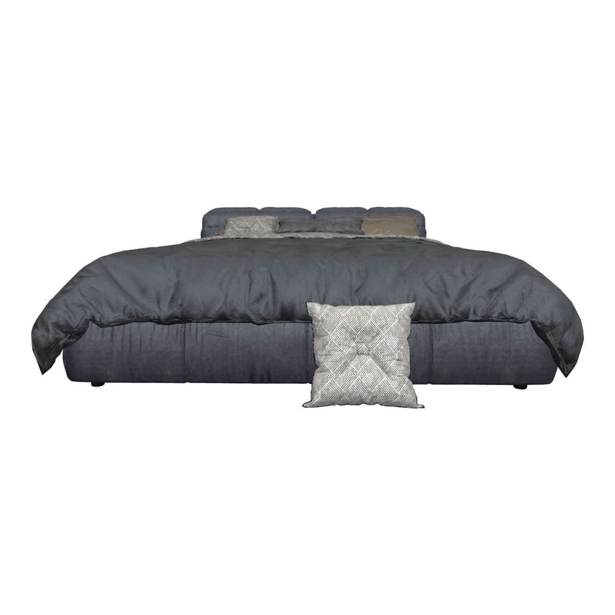 Modern Home Bedroom Metal Bed Foot Black Fabric Backrest Double Bed