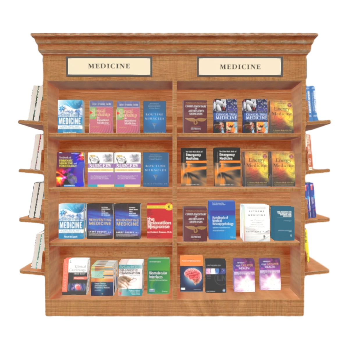 Library Walnut Solid Wood Four-layer Bookshelf Storage Rack Bookshelf Rack