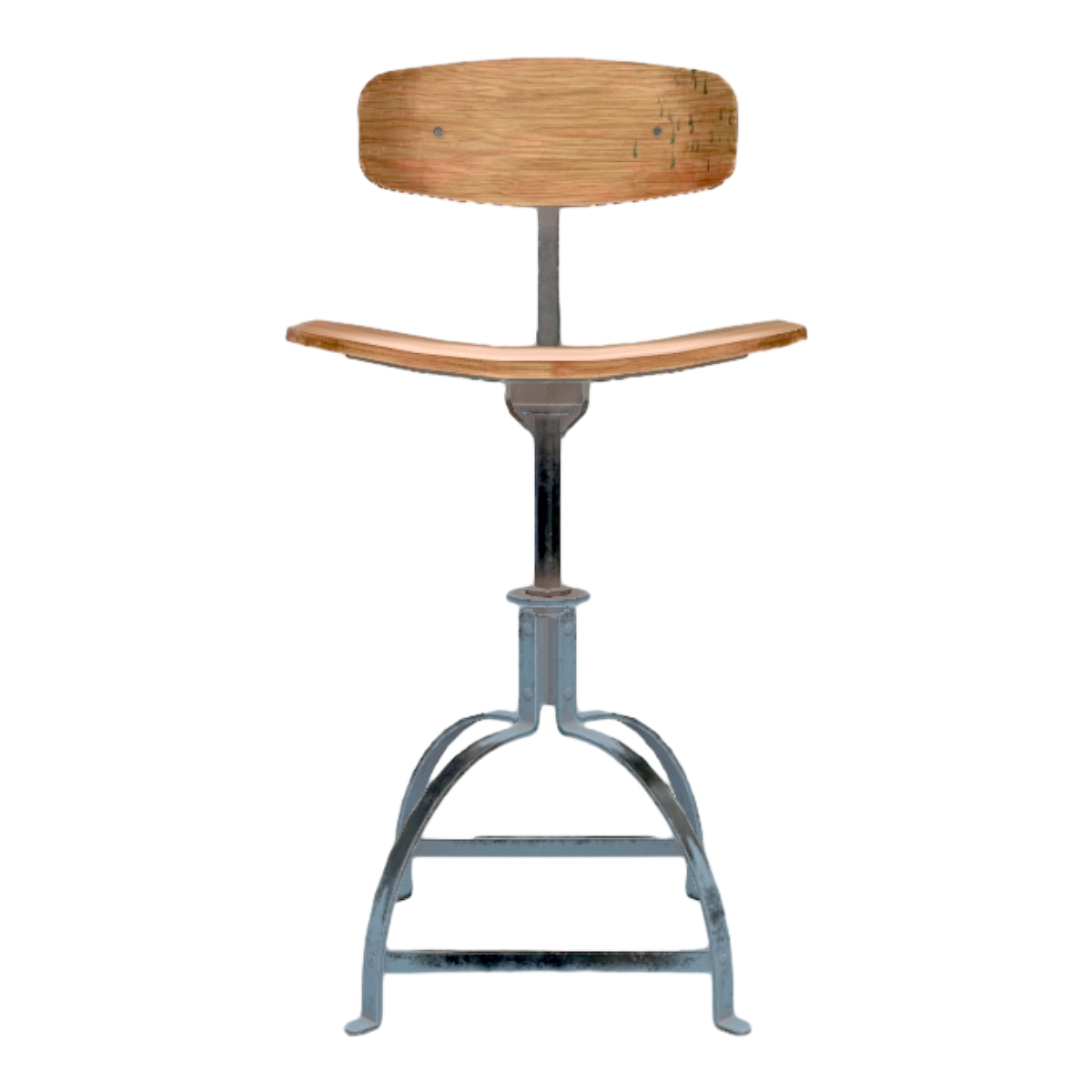 American Retro Metal Base Bracket Oak Solid Wood High Chair Leisure Chair