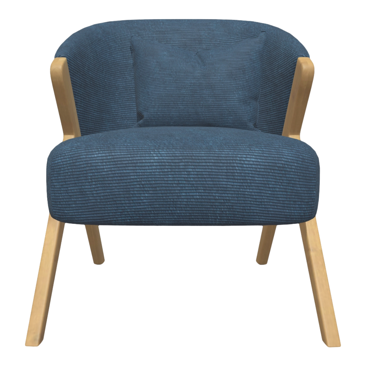 Nordic Living Room Balcony Oak Solid Wood Bracket dark blue Striped Fabric Casual Backrest Armrest Sofa Chair