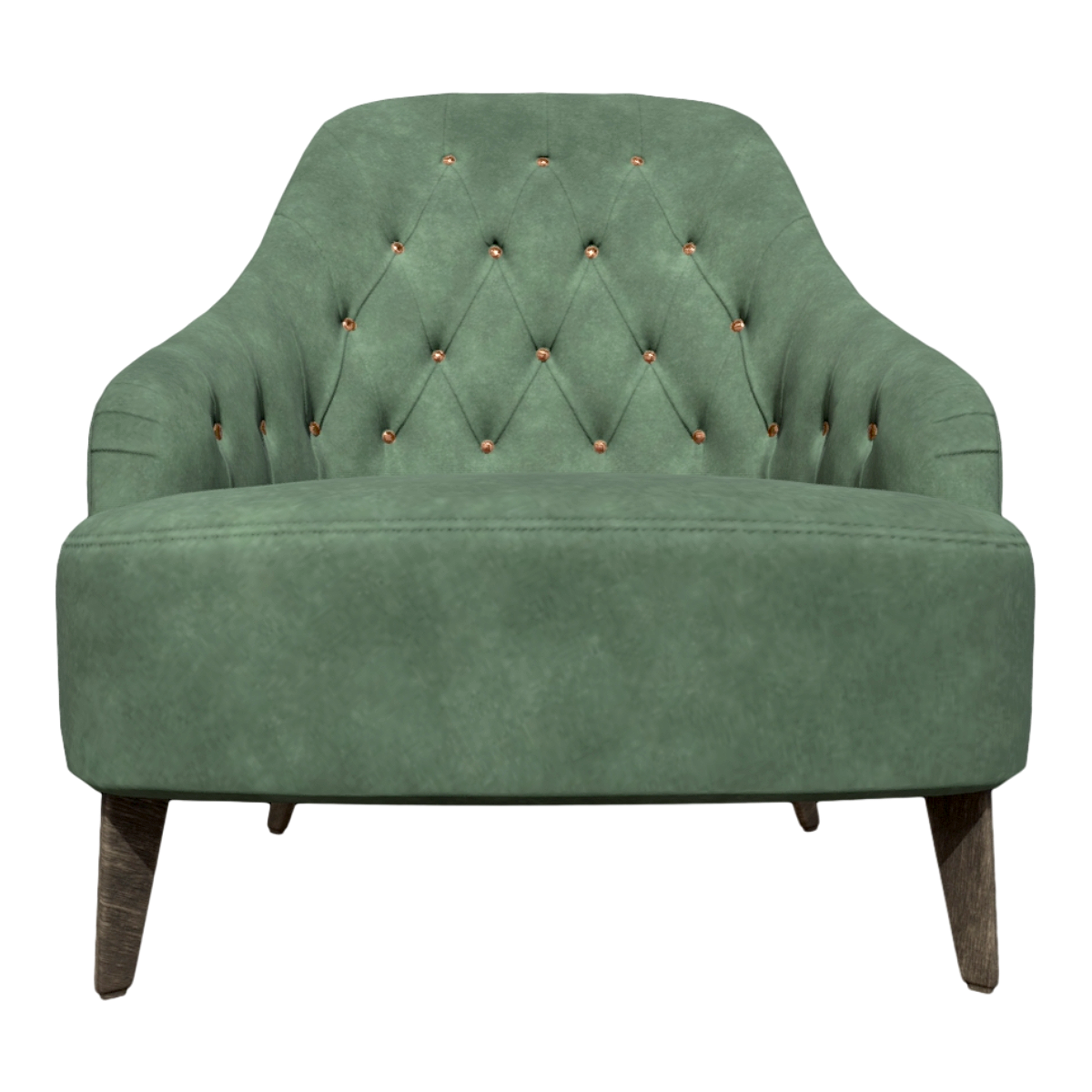 Italian Living Room Ebony Solid Wood Sofa Legs Green Fabric Backrest Armrest Buckle Sofa Chair