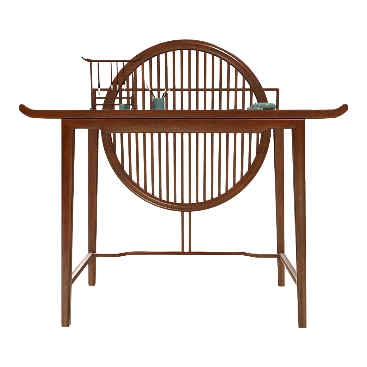 Chinese Classical Full Red Walnut Solid Wood Carving Hollow Design Yaxing Writing Table Writing Table