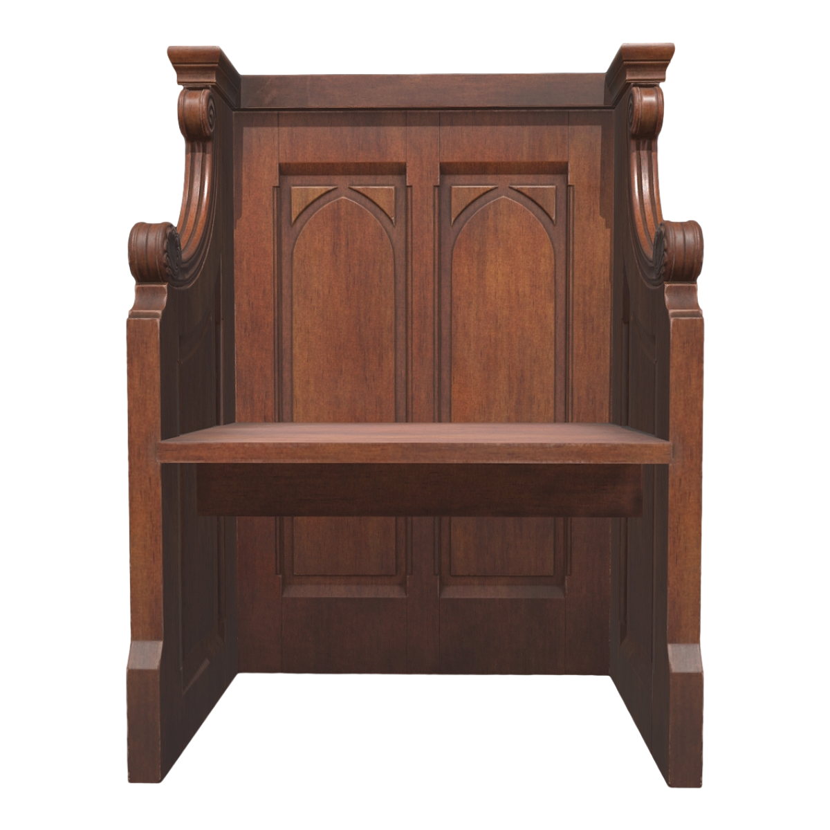American Church Full Red Walnut Solid Wood Carved Backrest Armrest Double Chair