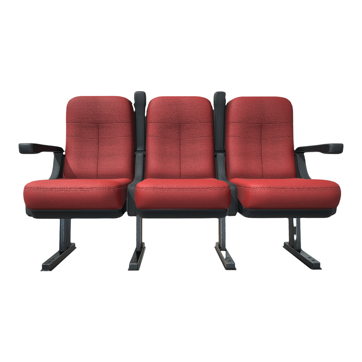 Cinema Metal Bracket Red Fabric Backrest Cushion Liftable Armchair Three-person Chair