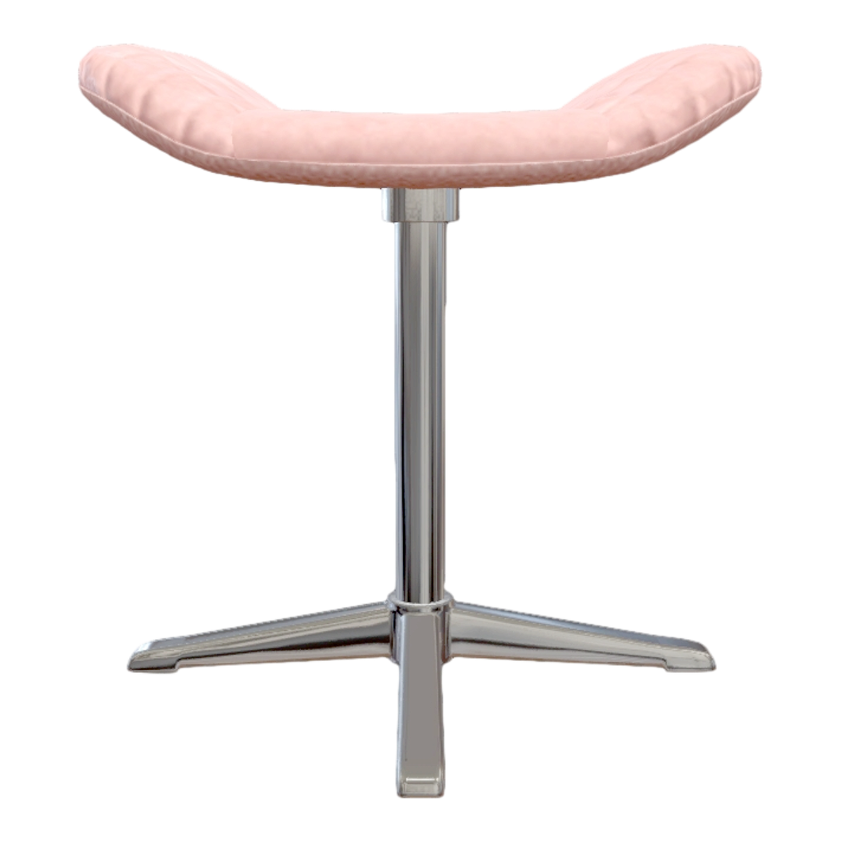 Modern Stainless Steel Metal Base Pink Fabric Curved Cushion Chair-Chair