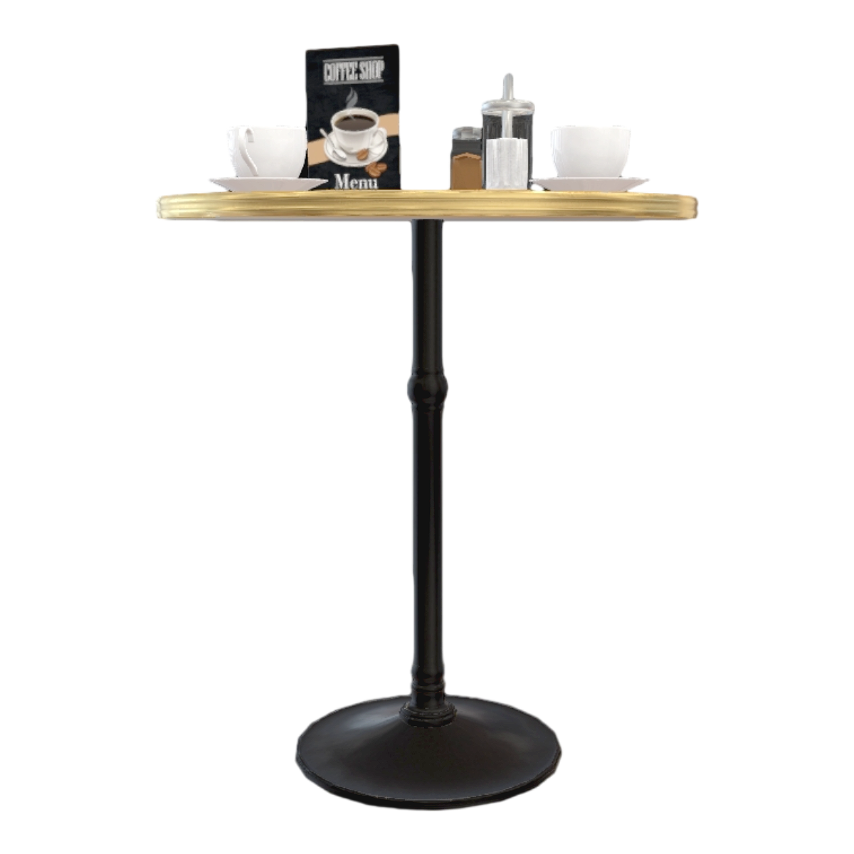 American Classic Coffee Shop Metal Base White Pattern Marble Round Table Table