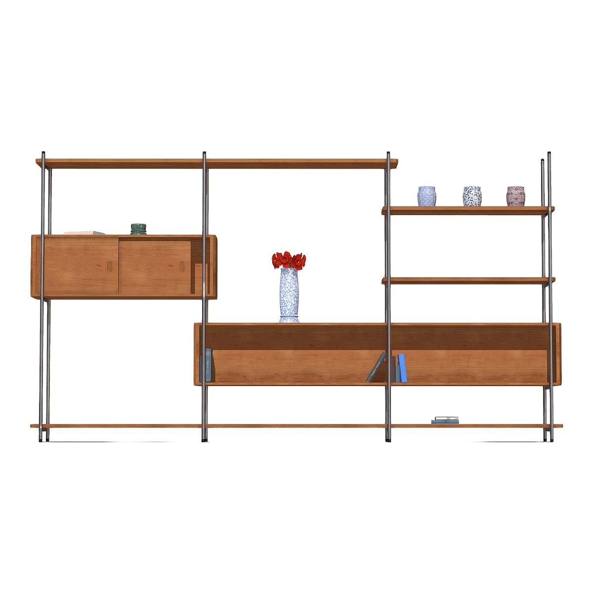 Living room bedroom multifunctional metal bracket walnut solid wood sliding door cabinet storage rack porch rack