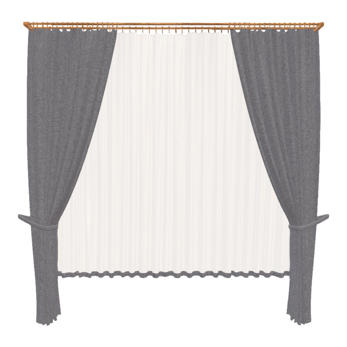 Home Living Room Bedroom Hanging Oak Solid Wood Rod Hook Velcro White Two-color Fabric Double-layer Blackout Curtain