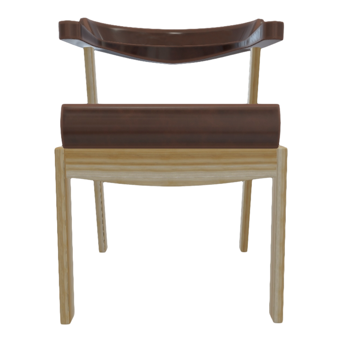 Nordic Home Ash Solid Wood Frame Dark Brown Leather Backrest Cushion Low Back Chair Dining Chair-Chair