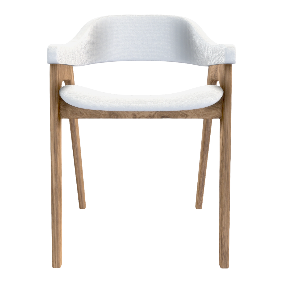Nordic Casual Oak Solid Wood Chair Legs White Fabric Single Cushion Backrest Armchair