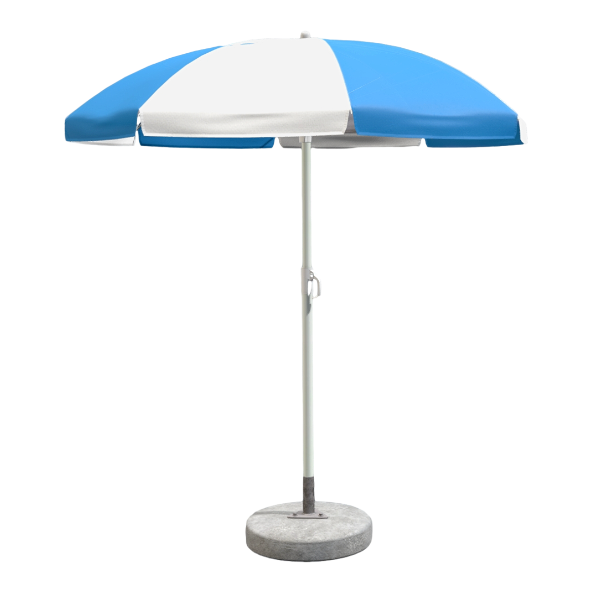 Beach Outdoor Stone Base Metal Bracket Blue White Waterproof Sunscreen Fabric Sun Umbrella