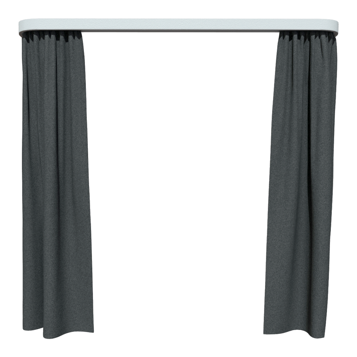 Household Living Room Balcony Hanging Curved Grey Metal Rod Black Fabric Blackout Curtain