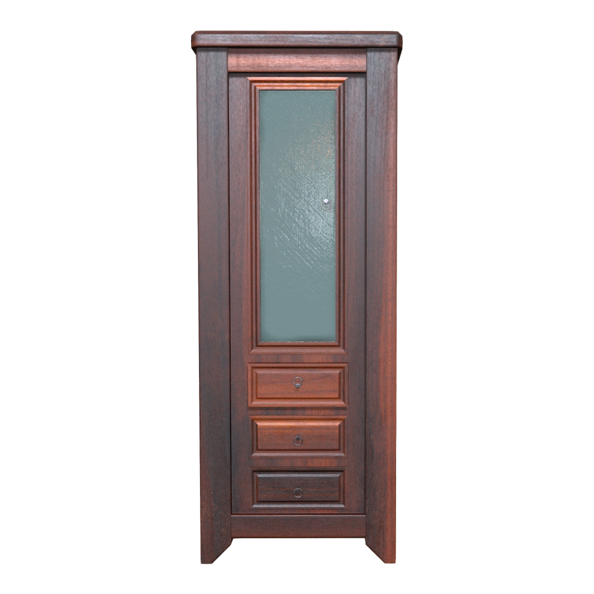 Nordic metal grip devitrification glass all red walnut solid wood single door drawer cabinet-storage cabinet