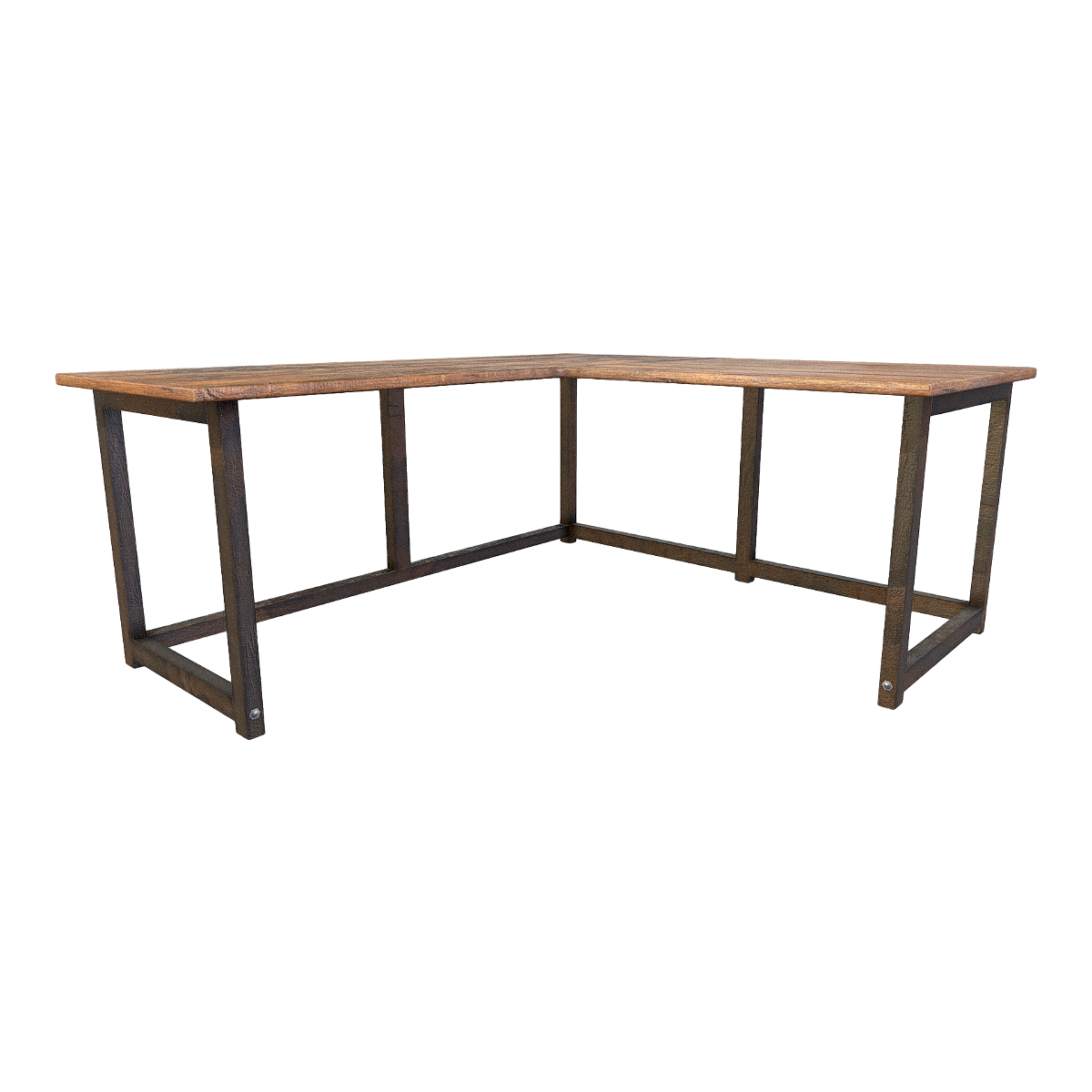 Outdoor Park Courtyard Rust Iron Metal Bracket Solid Board L-shaped Multi-person Corner Non-backrest Chair