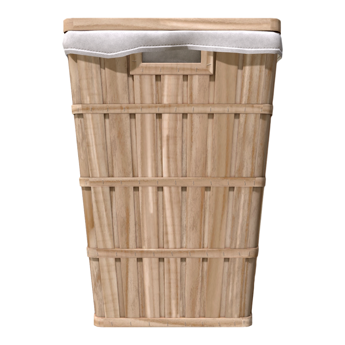 Home Full Bamboo White Fabric Portable Laundry Basket