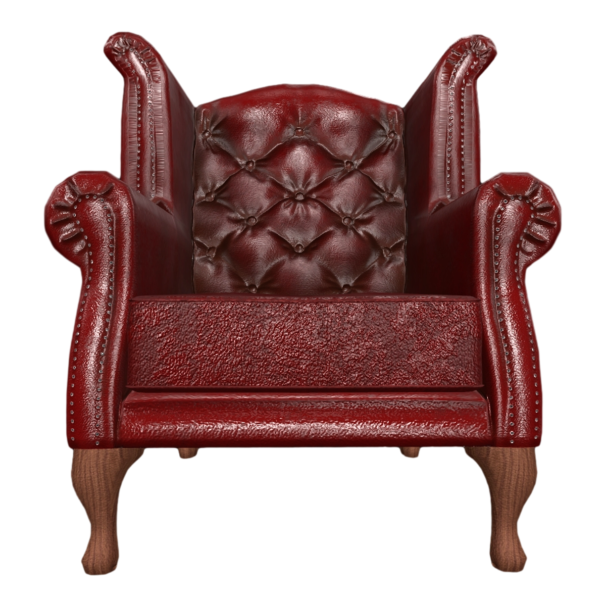 French classical walnut solid wood sofa feet wine red leather single backrest armrest chair buckle sofa chair-sofa