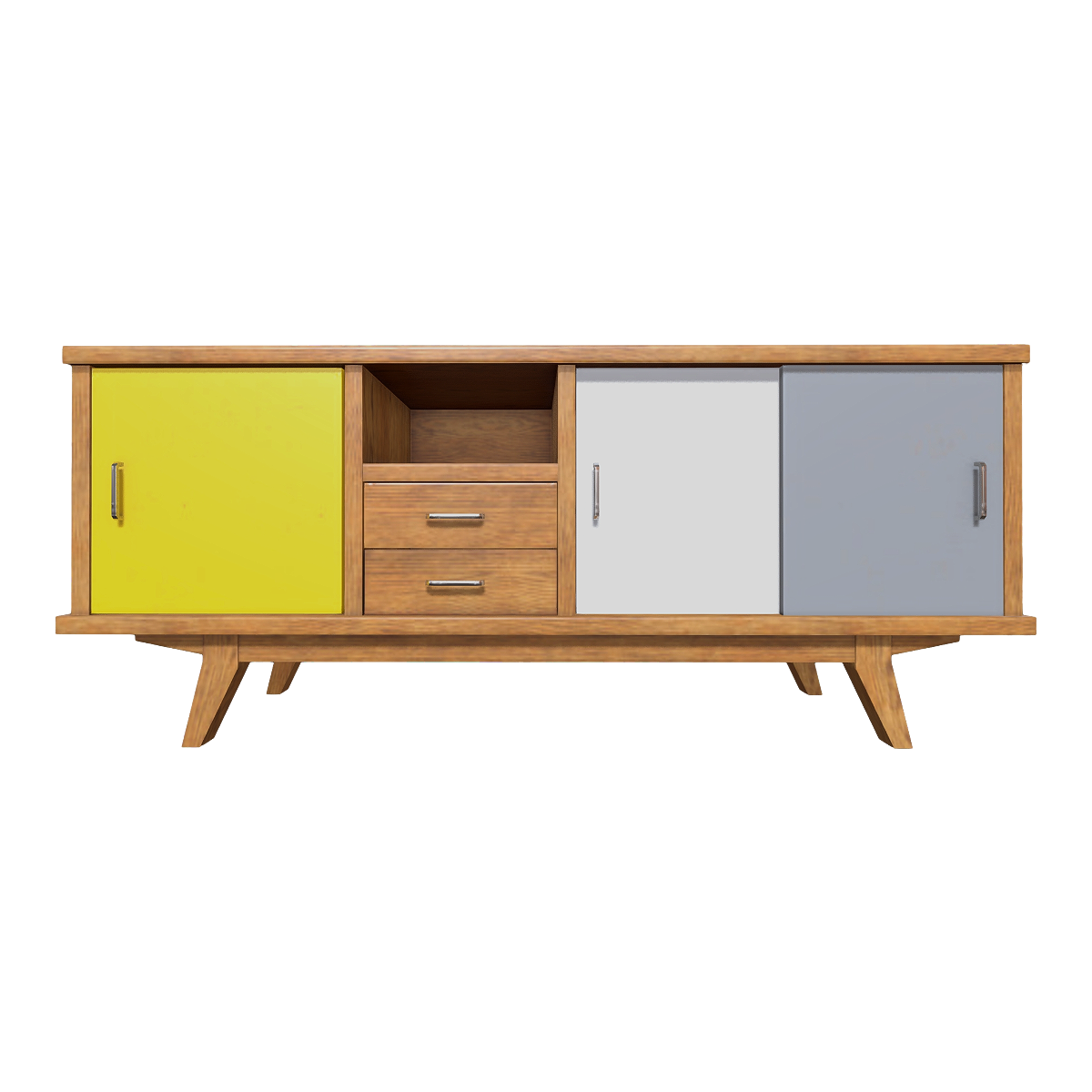 Home living room metal grip full oak solid wood drawer cabinet single door sliding door cabinet four-legged cabinet-TV cabinet