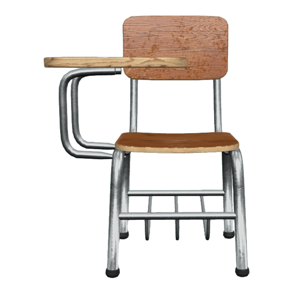 College Metal Frame Oak Solid Wood Wood Board Table and Chair Integrated L-shaped Small Table Backrest Chair Chair Leg Hollow Storage Basket