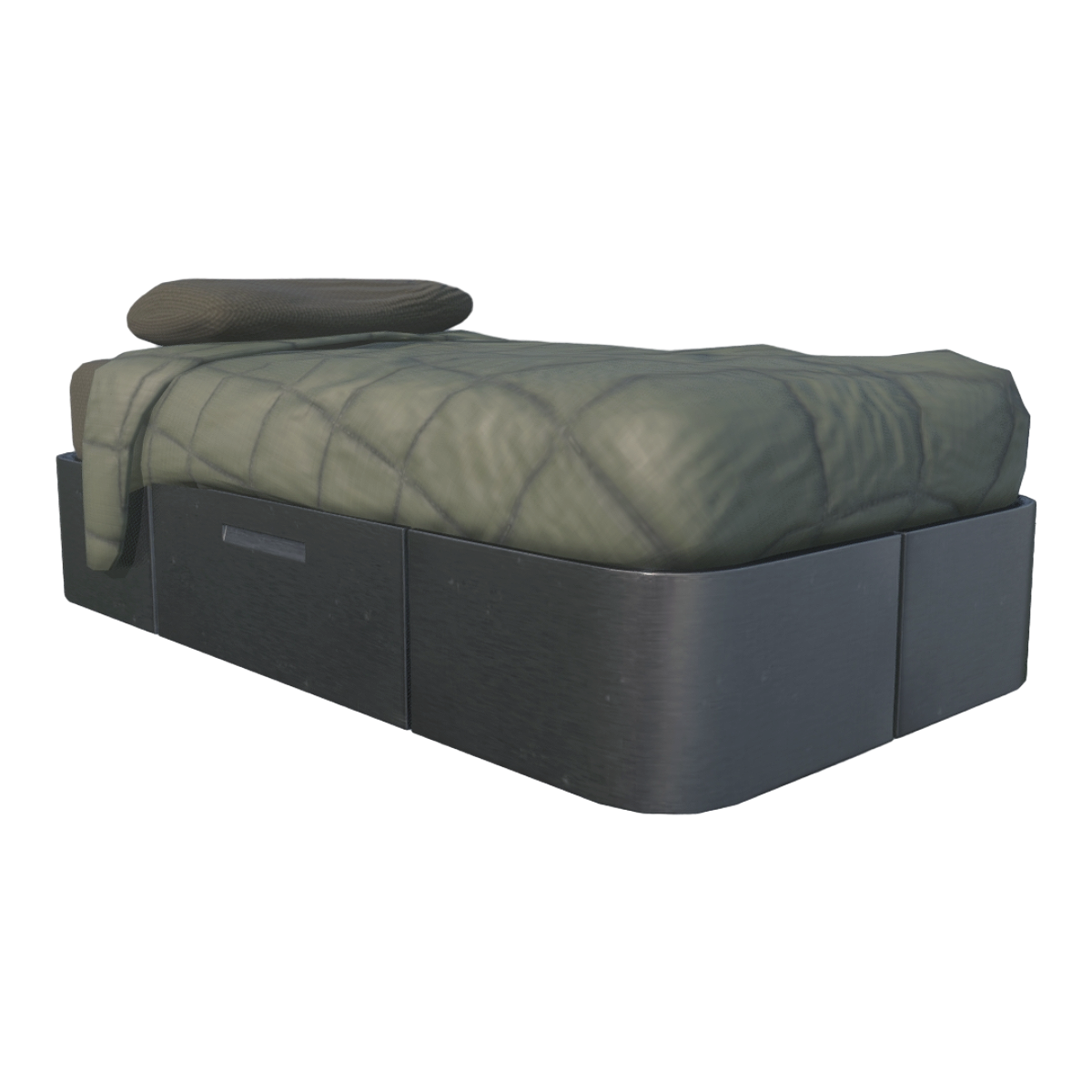 Modern Bedroom Metal Base Olive Green Fabric Single No Backrest Bed Drawer Bed