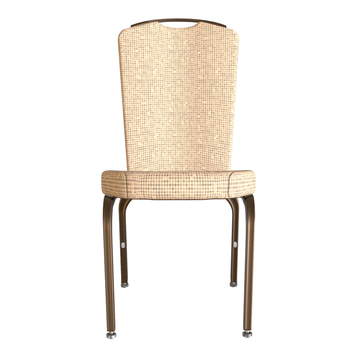 Modern Home Stainless Steel Metal Bracket Beige Spotted Fabric Single High Back Dining Chair Backrest Chair