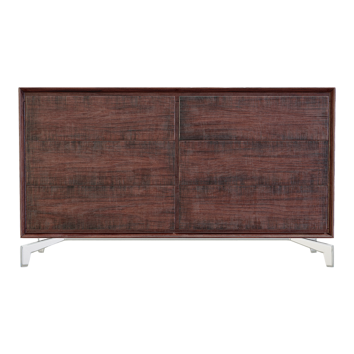 Nordic Home Stainless Steel Metal Base Red Walnut Solid Wood Six-drawer Cabinet Entrance Cabinet Drawer Cabinet