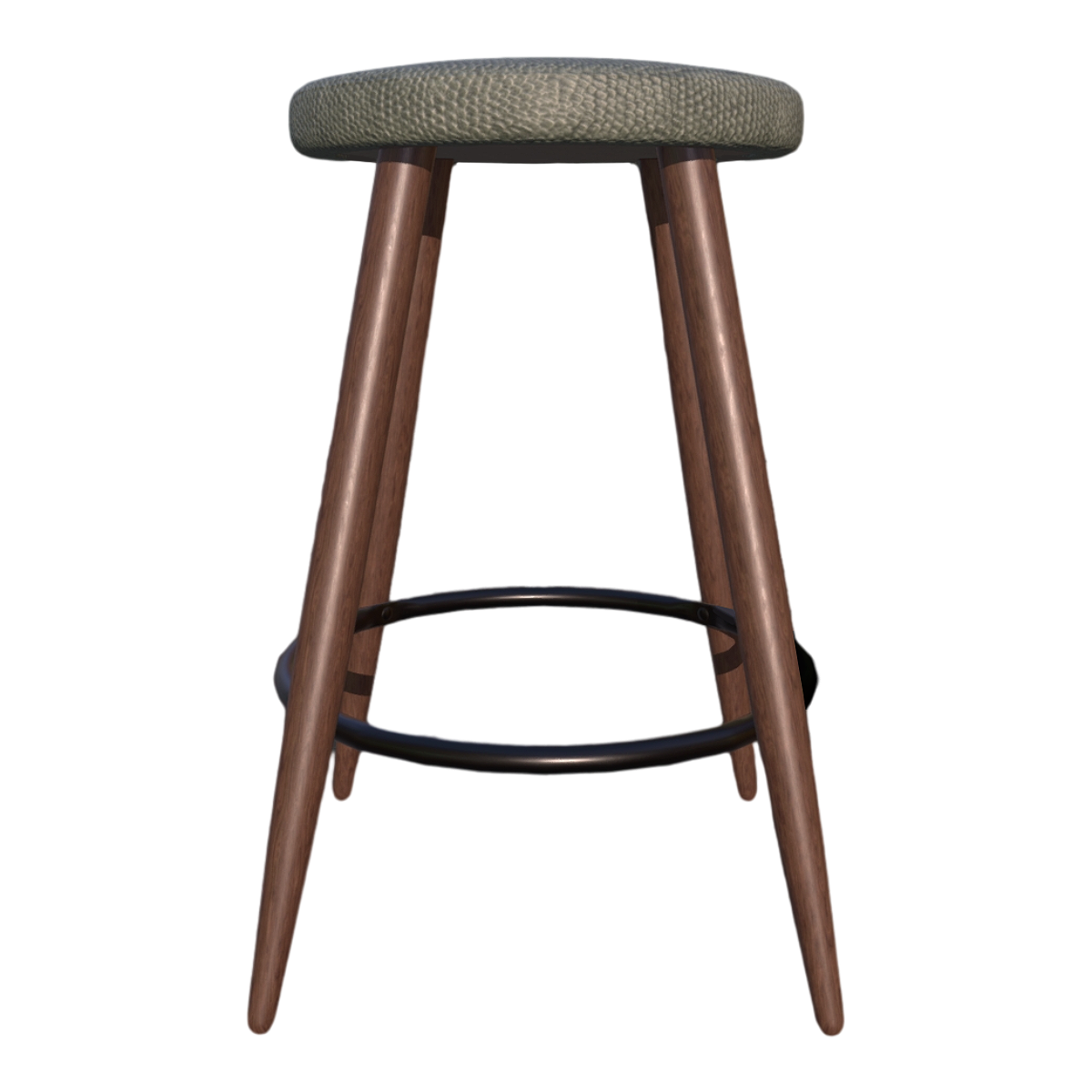Bar Counter Leisure Hall Home Black Walnut Solid Wood Metal Pedal Ring Dark Green Leather High Chair Cushion Chair