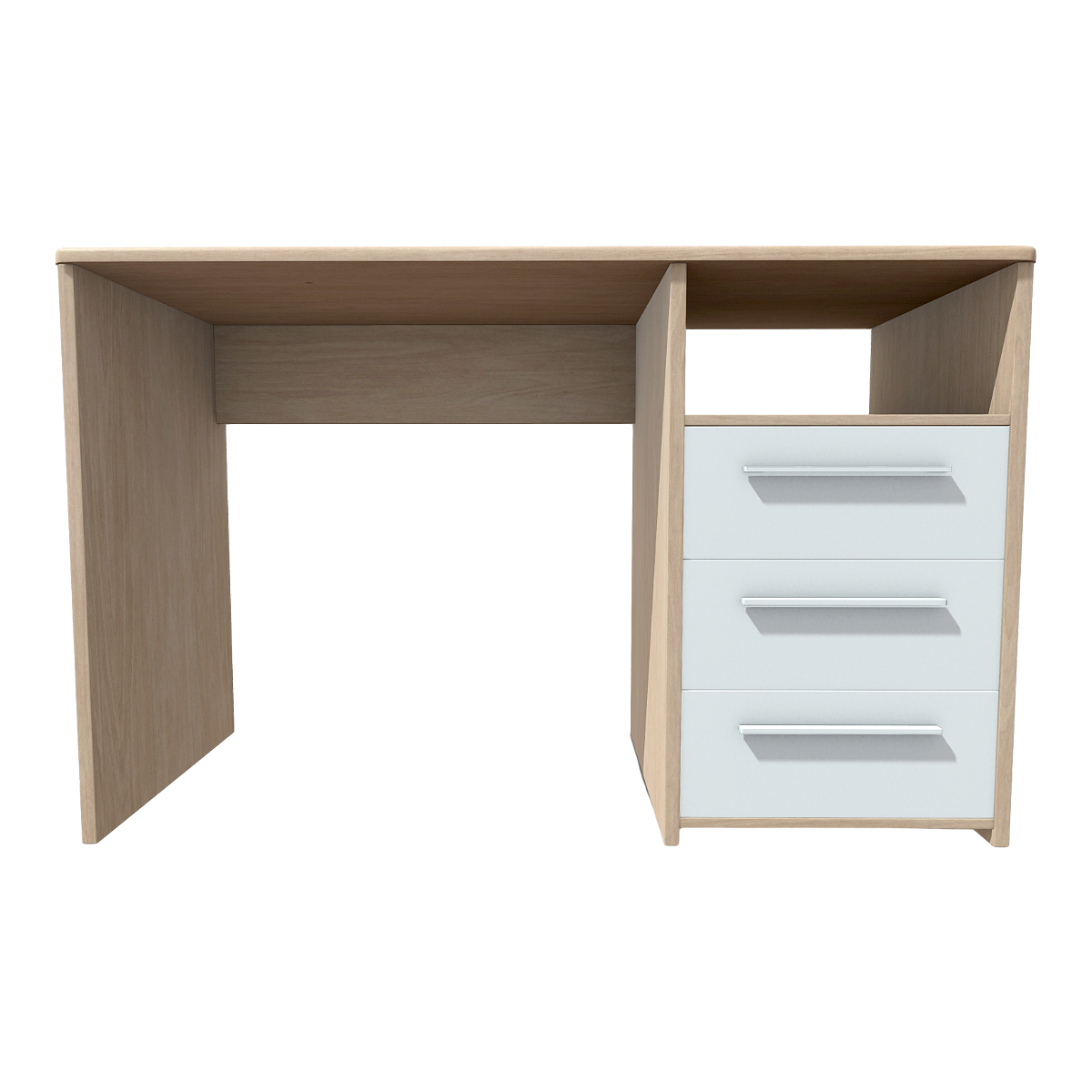 Household Simple White Birch Solid Wood White Three-layer Drawer Table Office Desk Study Table