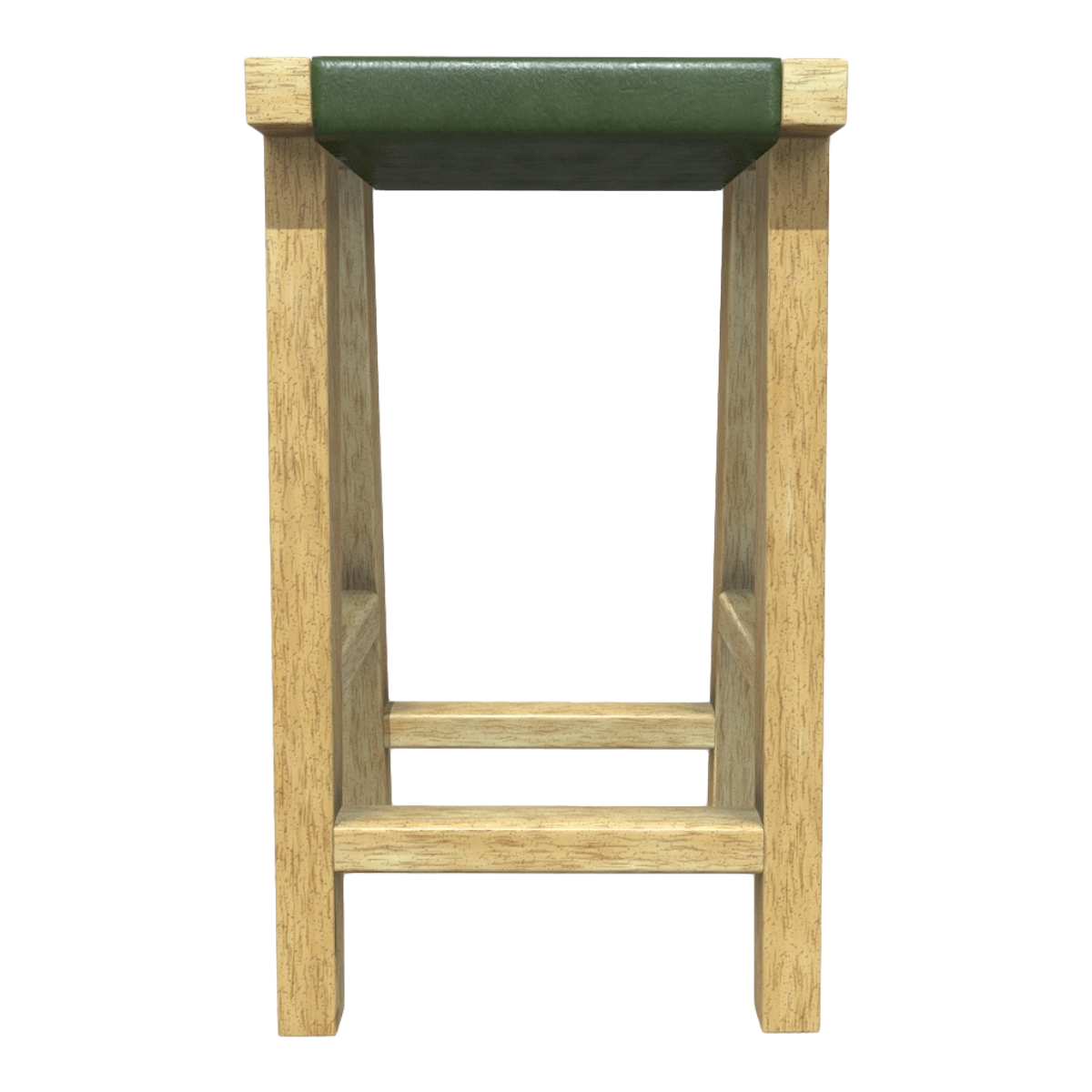Home Simple Oak Solid Wood Frame dark green Leather Cushion Single Stool High Stool