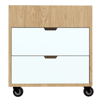 Household Oak Solid Wood Removable Top Grid Double Drawer Cabinet Storage Cabinet